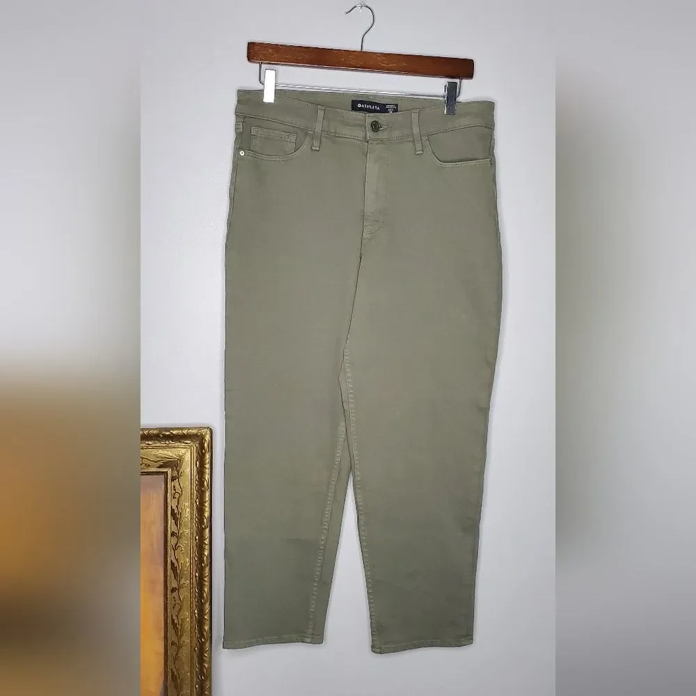 Athleta Green Cropped Pants Size 12 - Picture 3 of 9